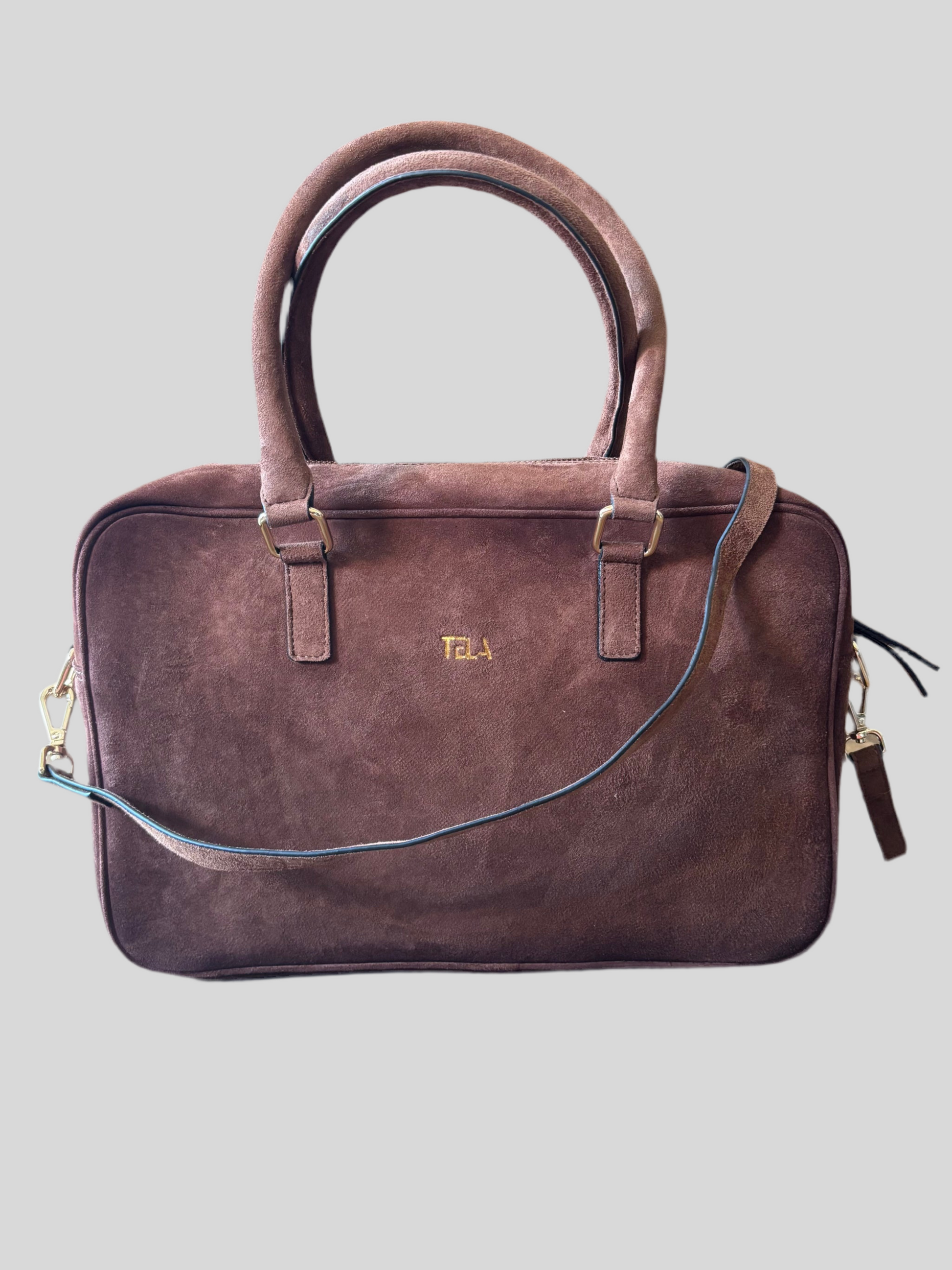 Borsa Tela Tamigi suede testa di moro