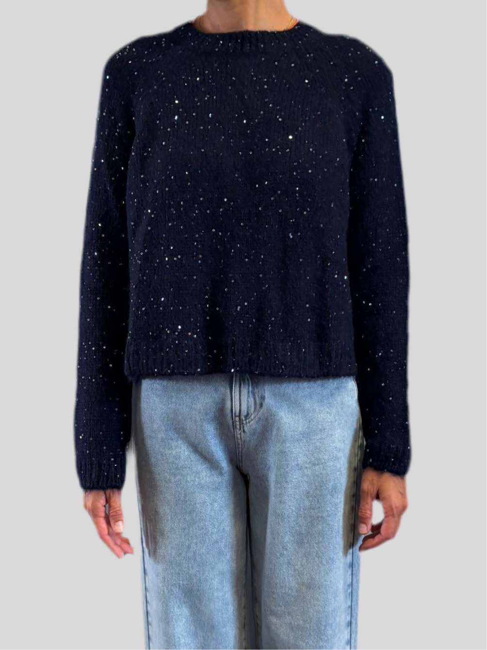 Maglione Flirt blu paillettes