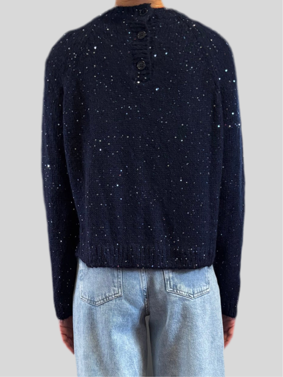 Maglione Flirt blu paillettes