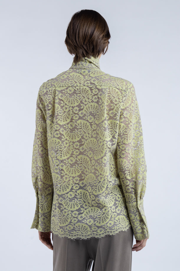 Camicia Phisique Du Role in pizzo nonna Amelia lime beige