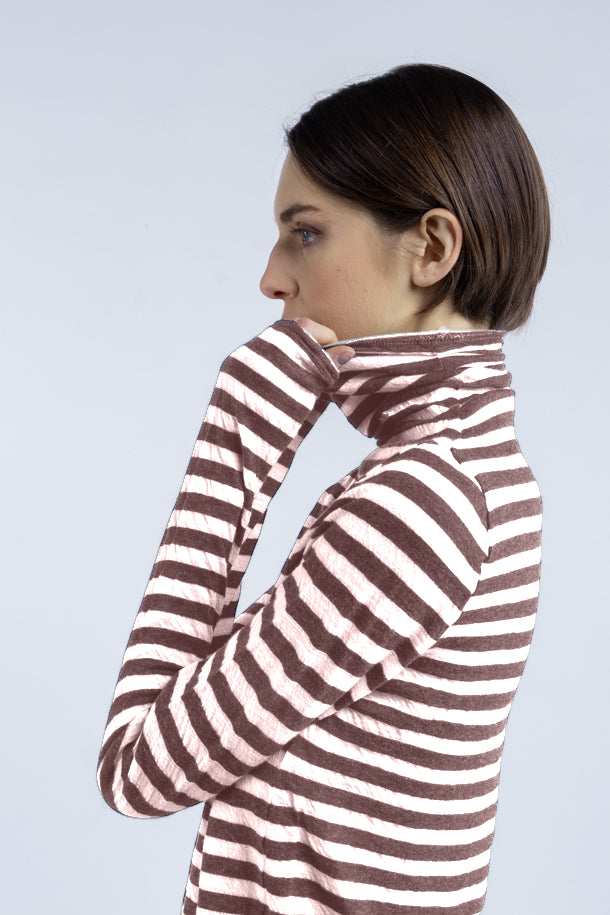 Maglia Phisique Du Role dolcevita a righe cioccolato