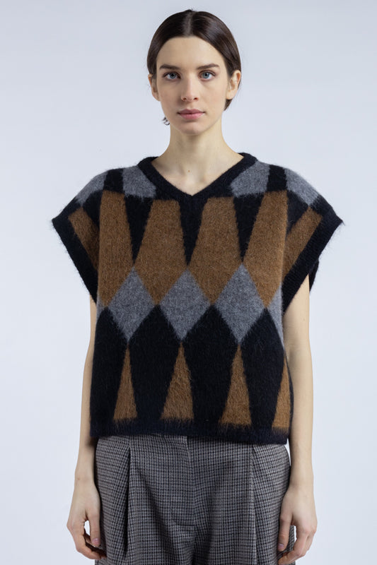 Gilet Phisique Du Role jacquard geometrico