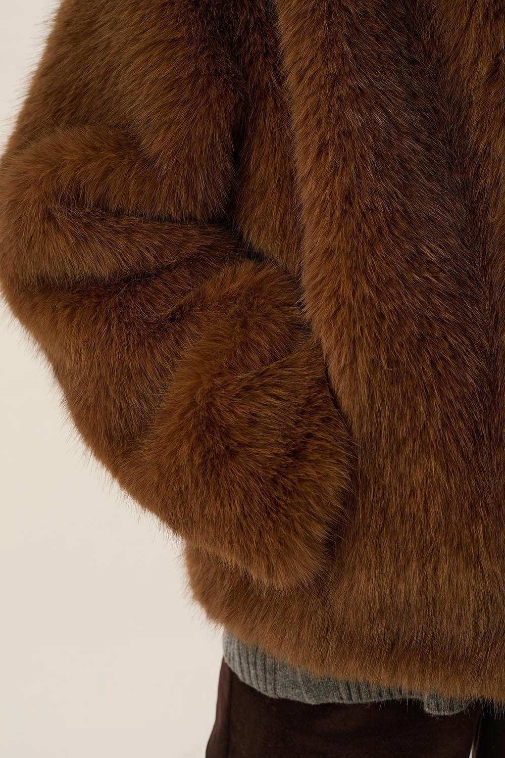 Cappotto Des Petits Hauts eco pelliccia Ybou moka