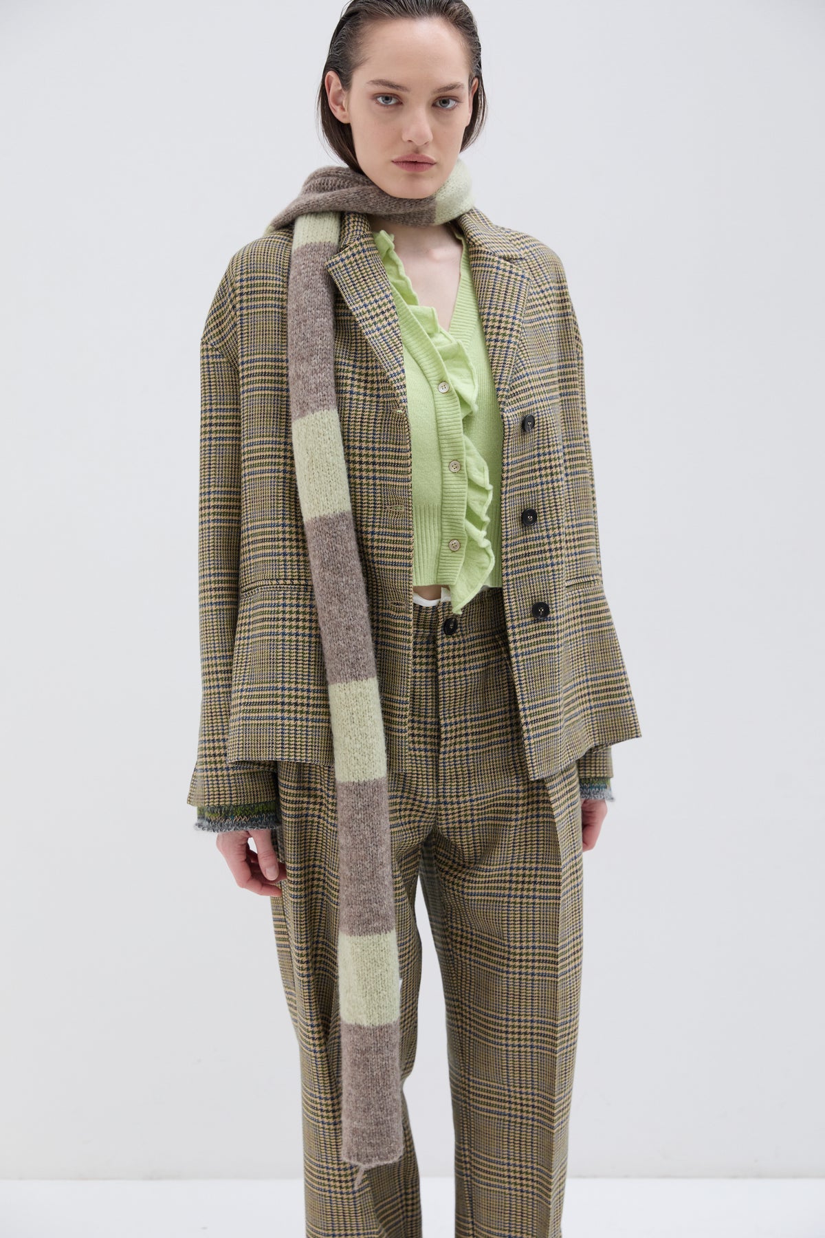 Sciarpa Phisique Du Role righe green tea + beige