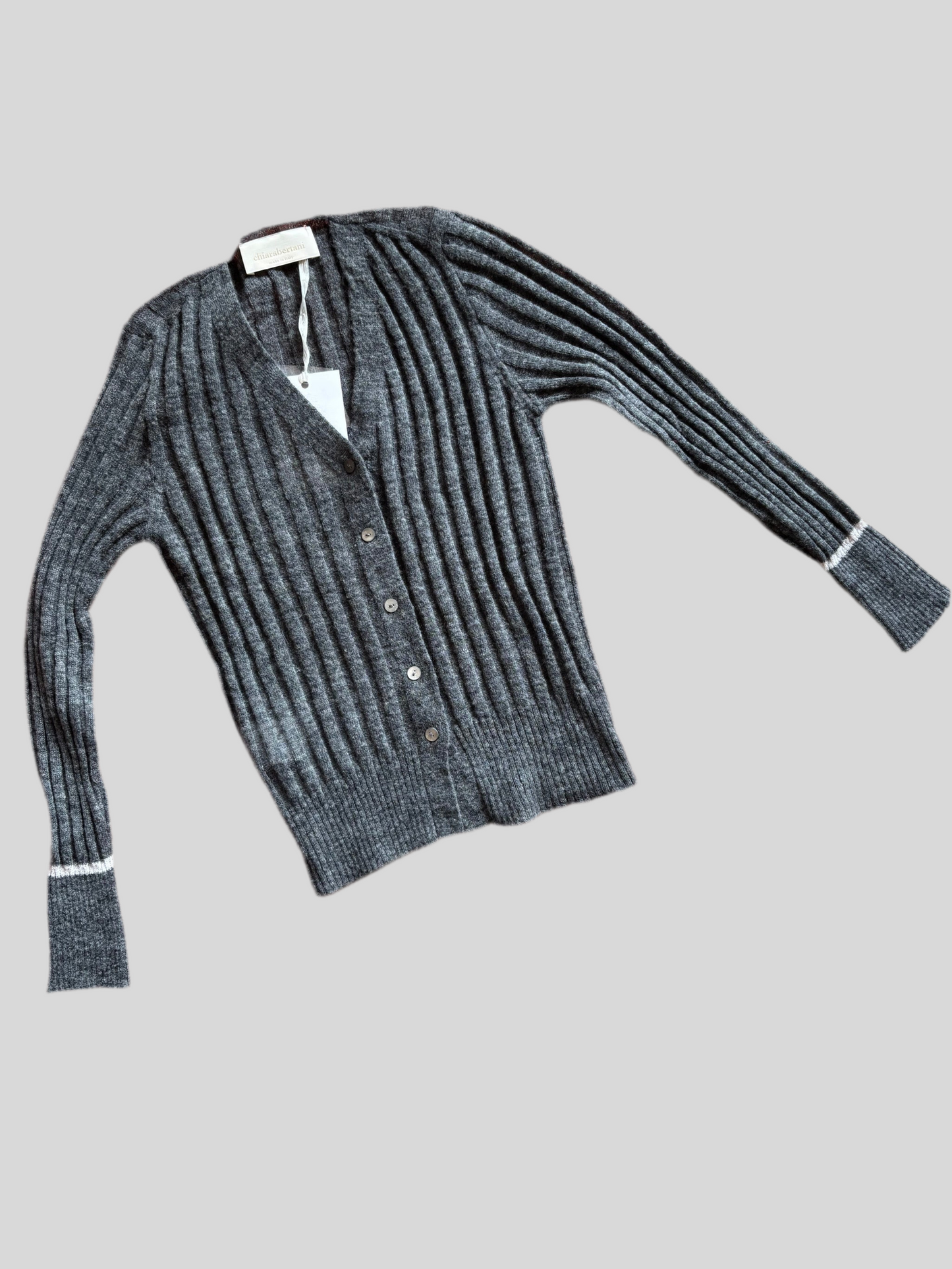 Cardigan Chiara Bertani grigio a coste