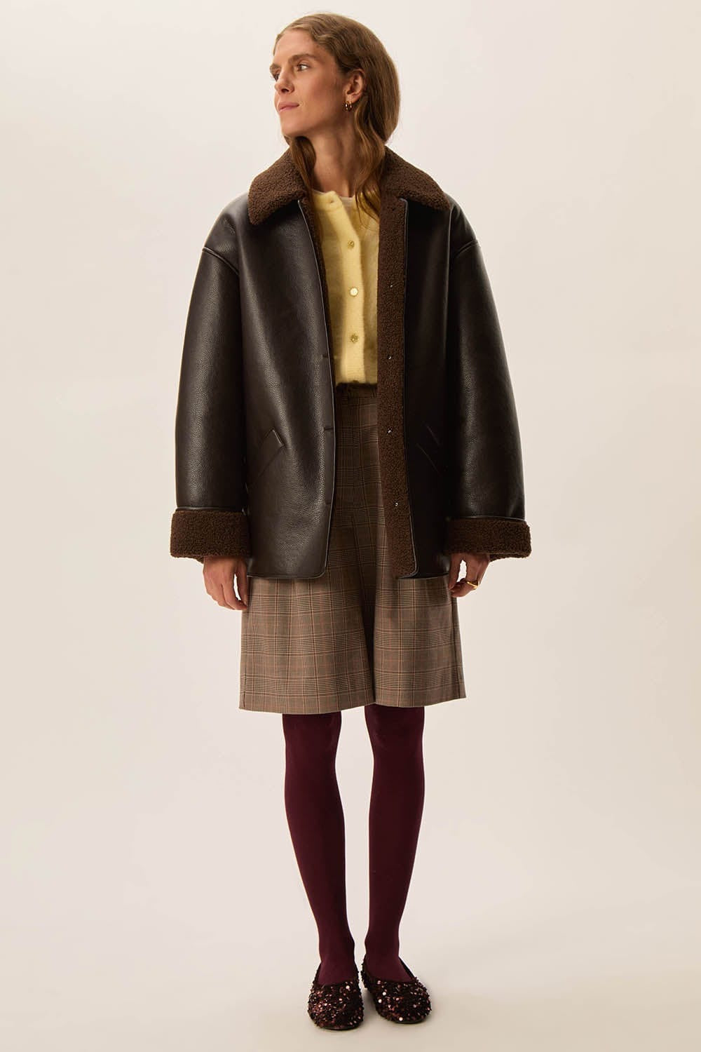 Cappotto eco montone Des Petits Hauts Yulia caffè