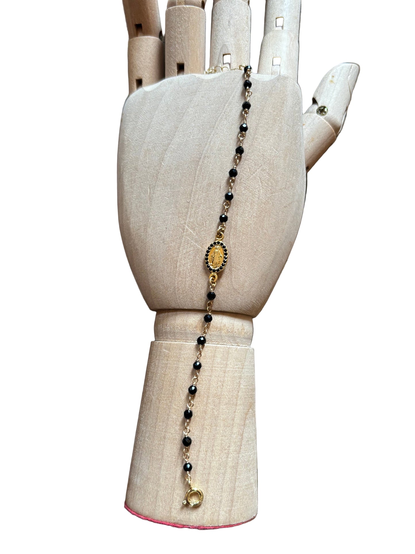 Bracciale Emmevi rosario nero madonna