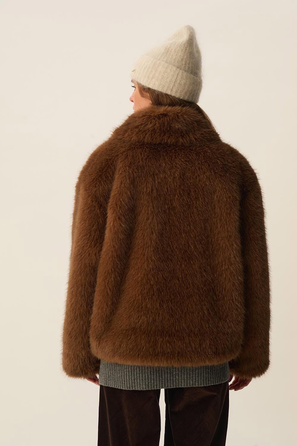 Cappotto Des Petits Hauts eco pelliccia Ybou moka