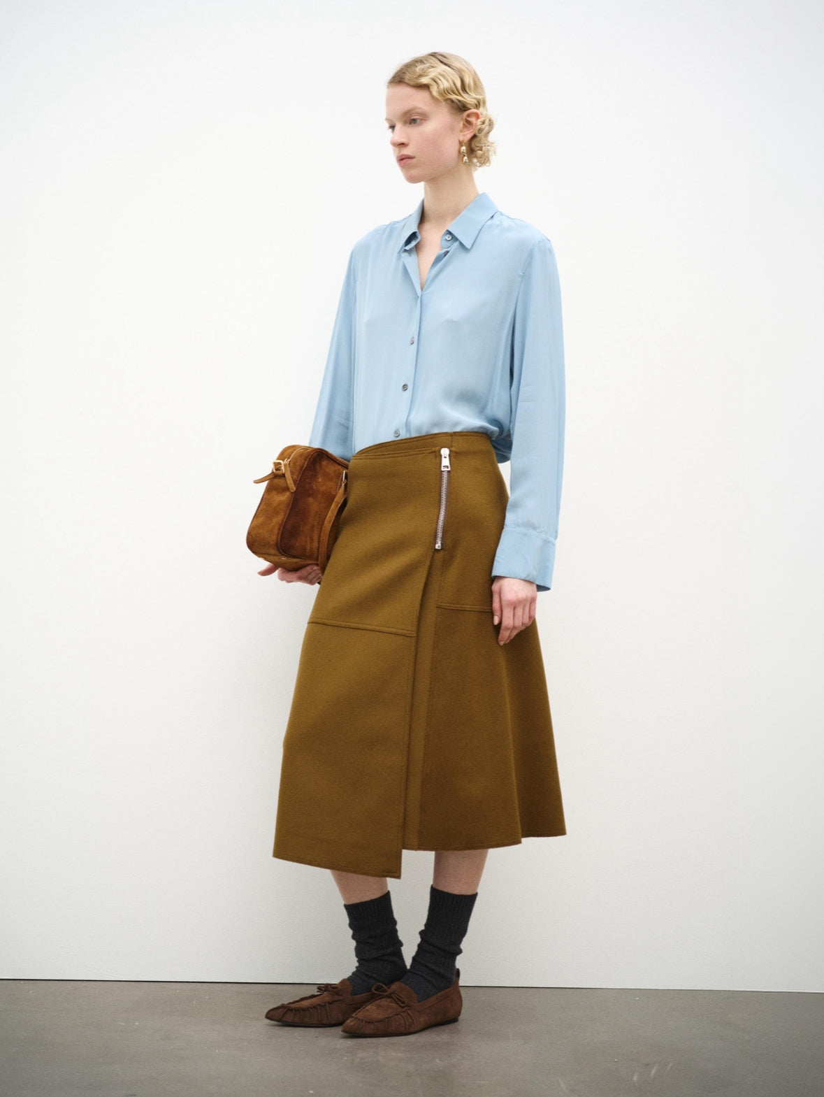 Gonna Tela Tess verde corteccia