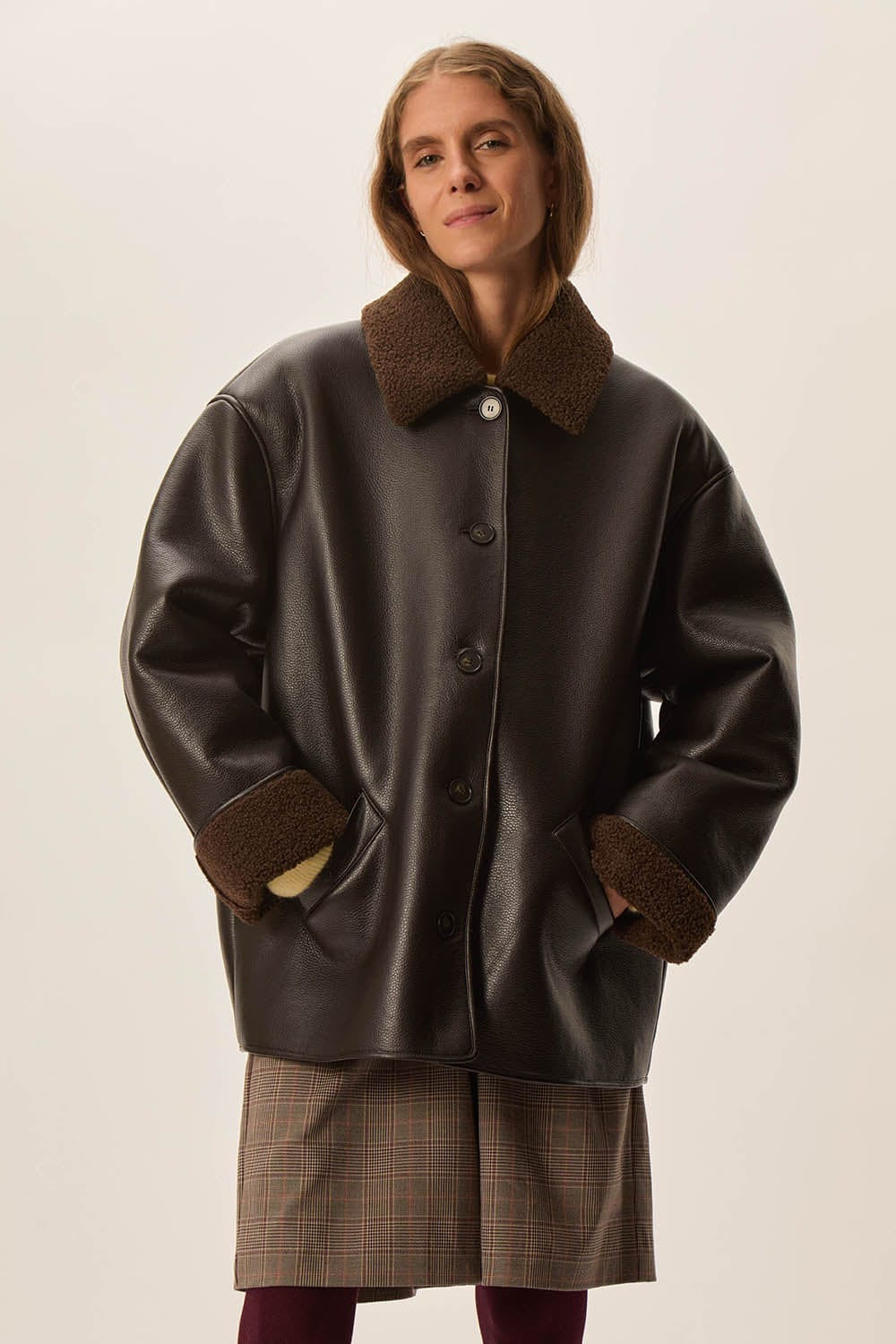 Cappotto eco montone Des Petits Hauts Yulia caffè