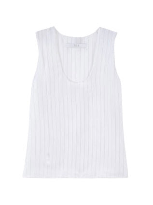 Top Tela Boing bianco gessato