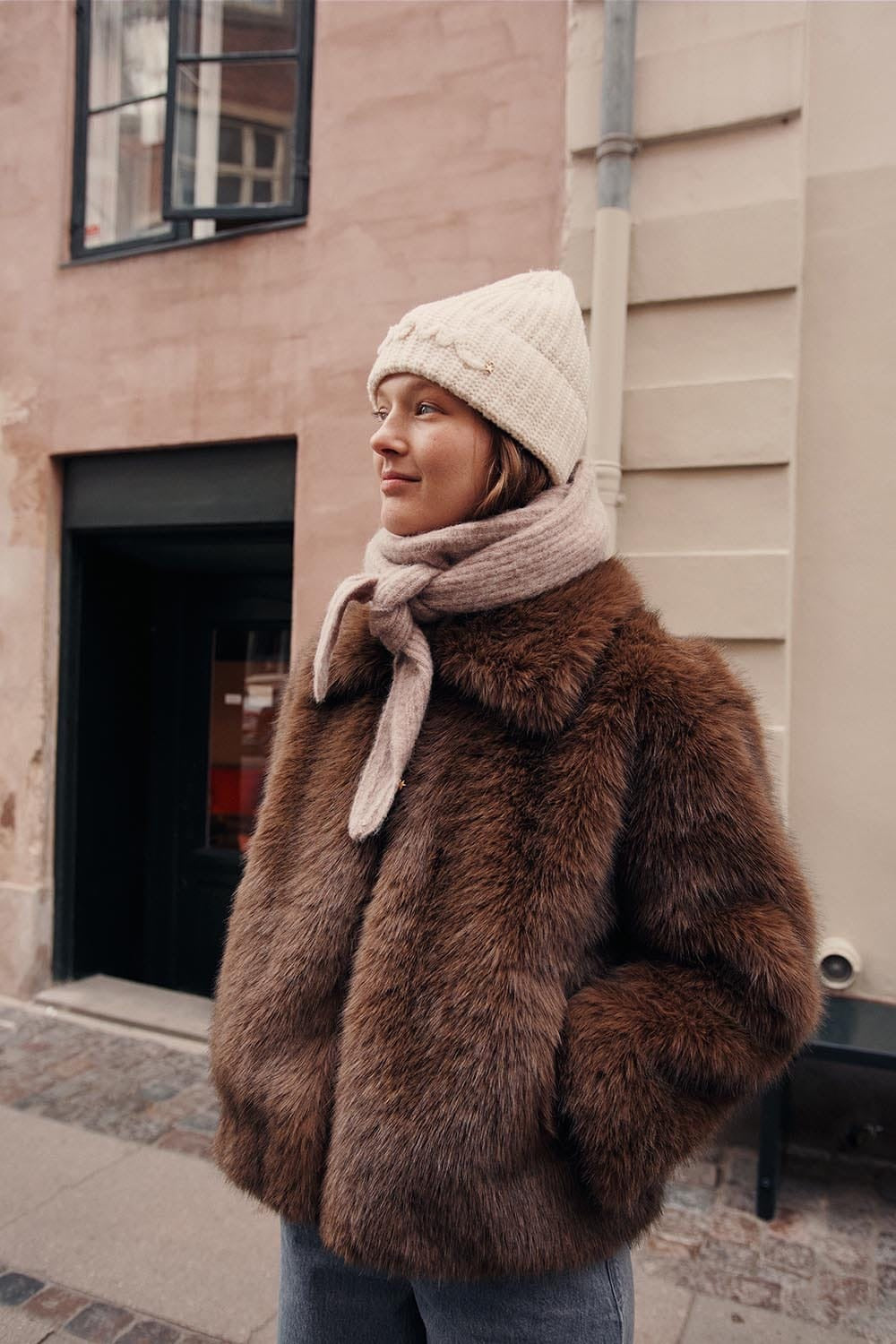 Cappotto Des Petits Hauts eco pelliccia Ybou moka