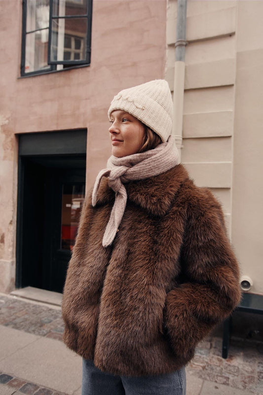 Cappotto Des Petits Hauts eco pelliccia Ybou moka