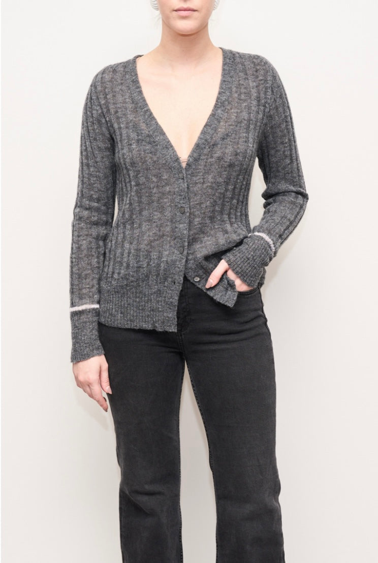 Cardigan Chiara Bertani grigio a coste