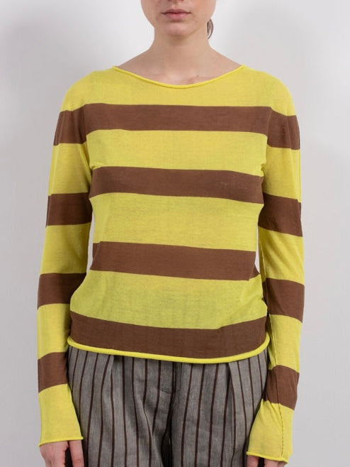 Maglia Phisique Du Role a righe limone e marrone