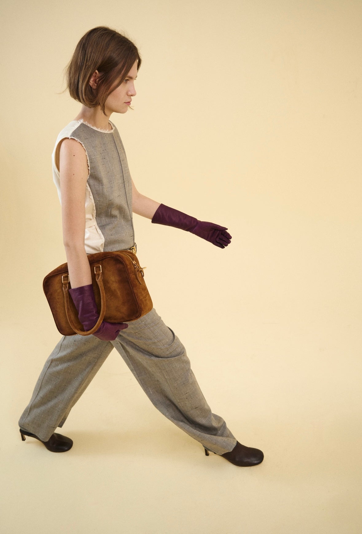 Borsa Tela Tamigi suede biscotto