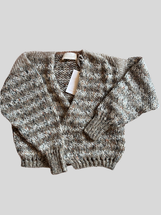 Cardigan Chiara Bertani melange tortora bianco