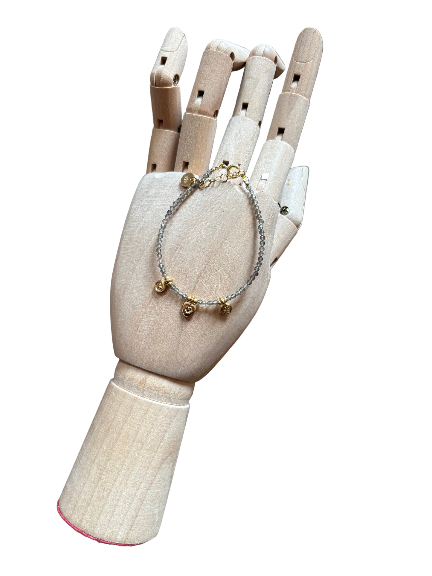 Bracciale Emmevi pietre grigie tre ciondoli