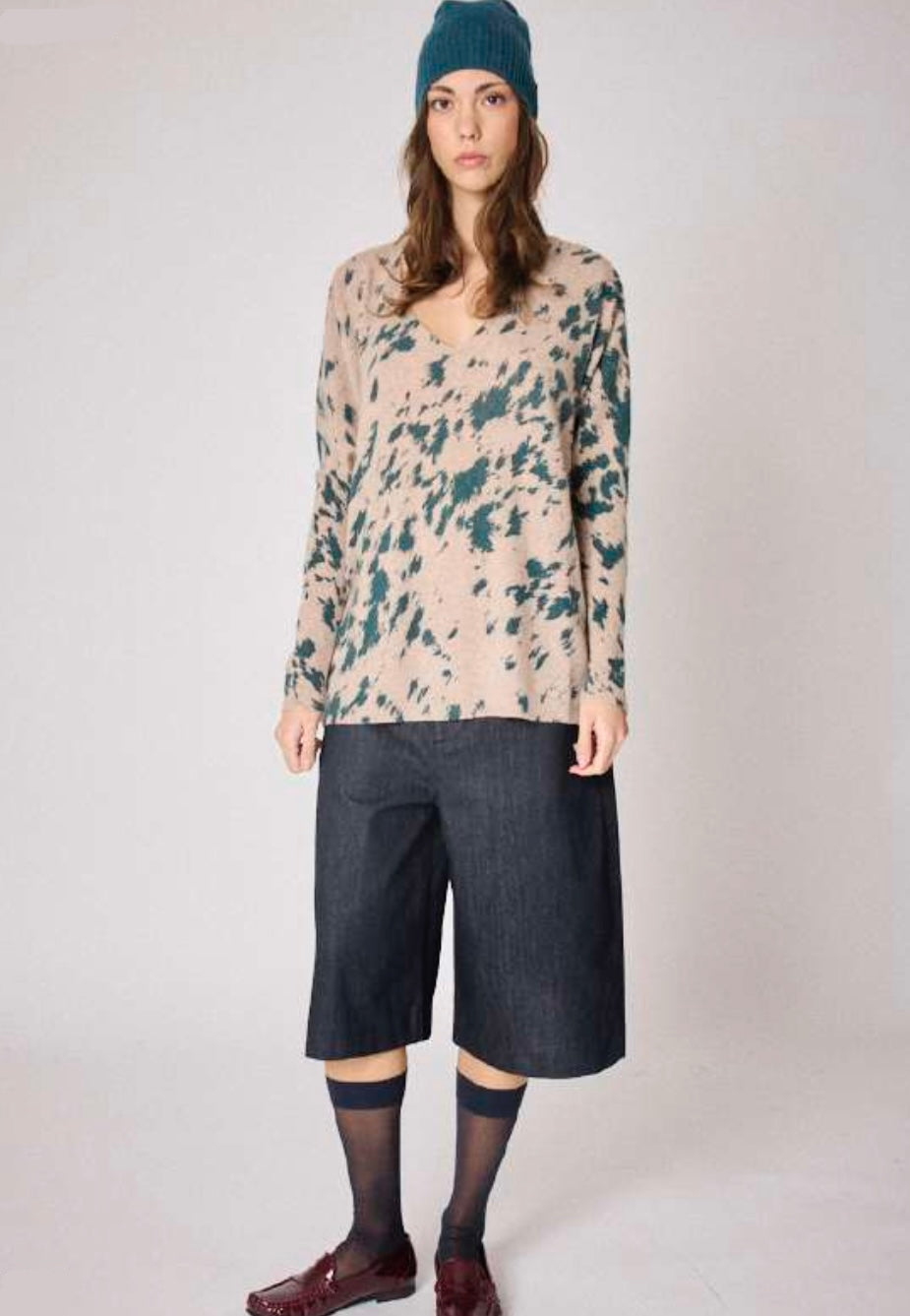 Maglione Absolut Cashmere Camille print chestnut/teal
