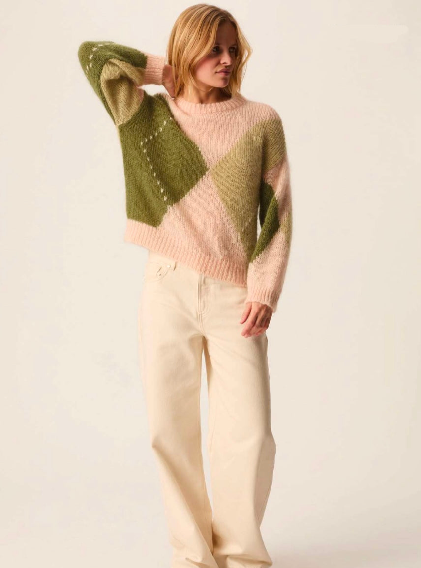Maglione Des Petits Hauts Bretzel argyle poudre