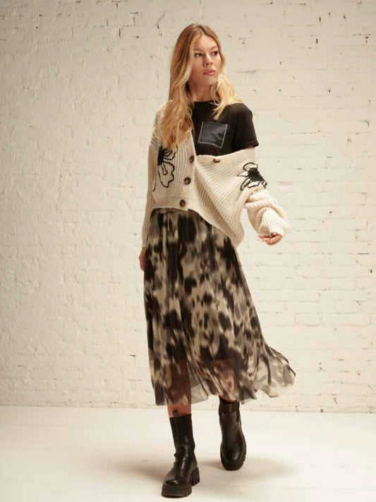 Cardigan Flirt panna ricamo fiore