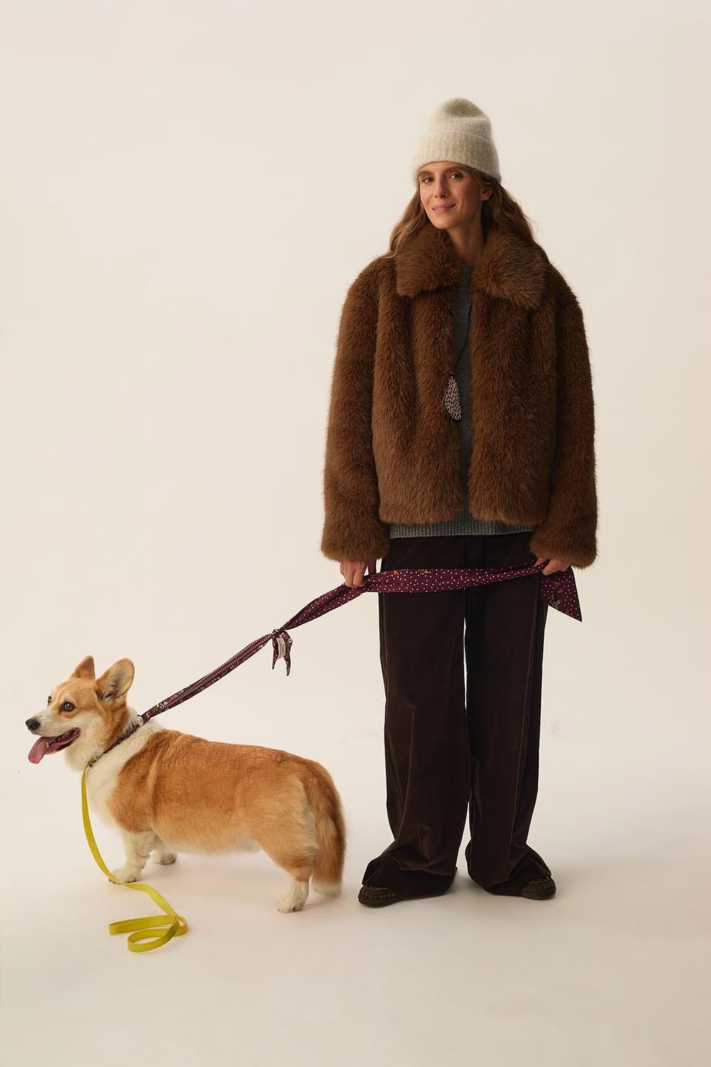 Cappotto Des Petits Hauts eco pelliccia Ybou moka