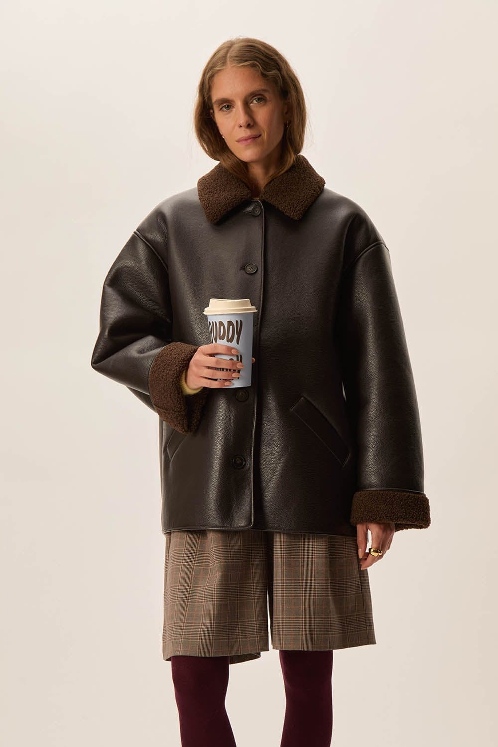 Cappotto eco montone Des Petits Hauts Yulia caffè