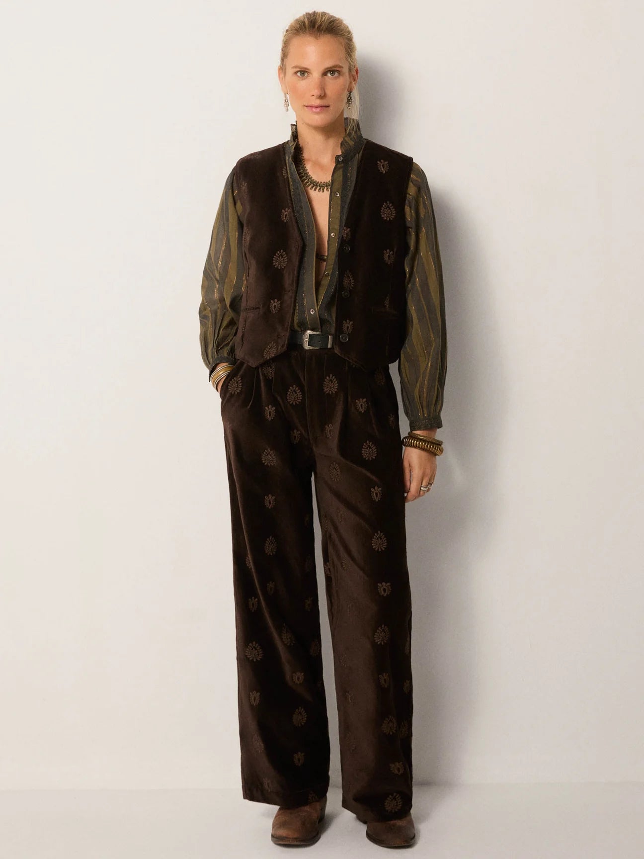 Pantalone Maison Hotel Paco Velluto Macchiato