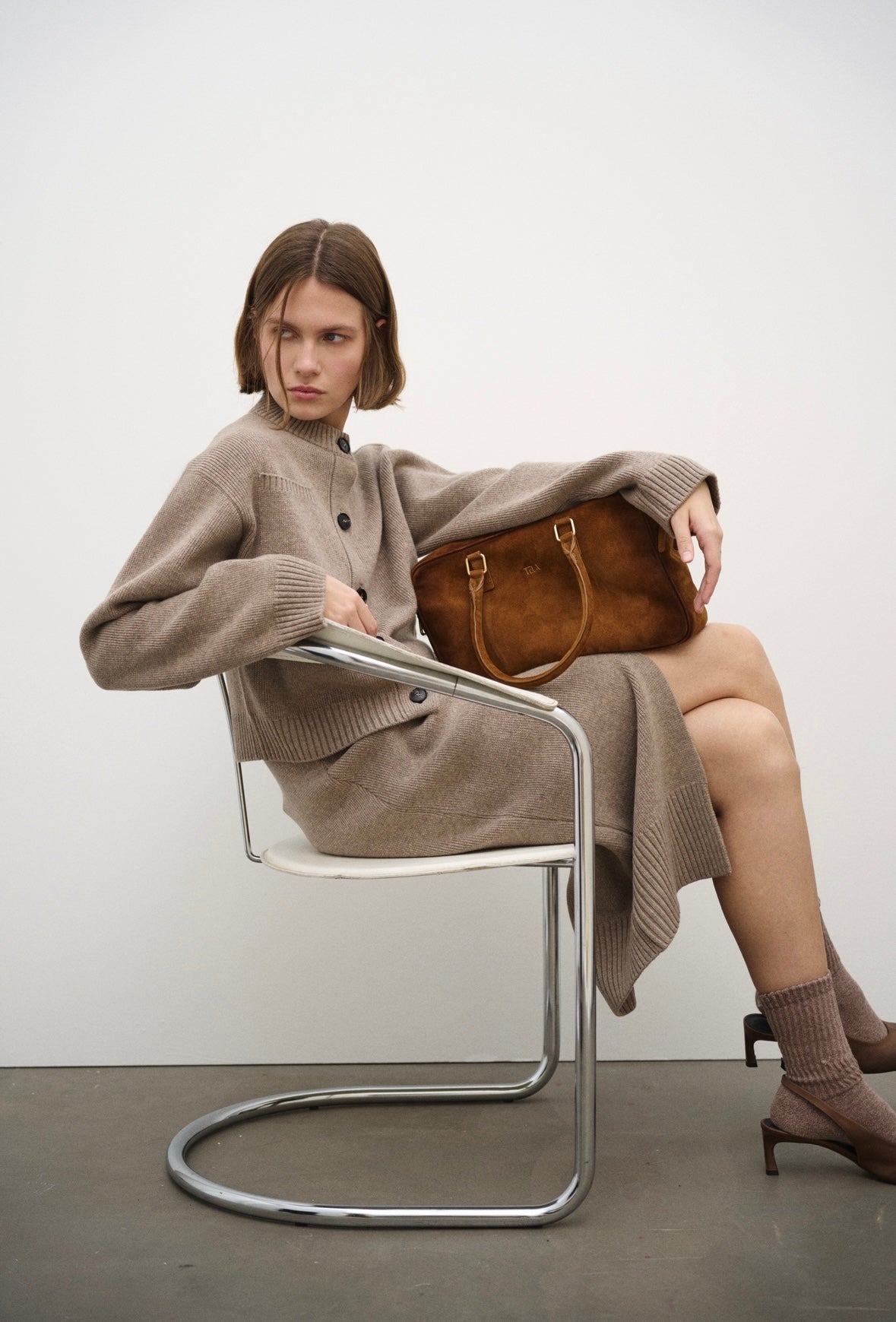 Borsa Tela Tamigi suede biscotto