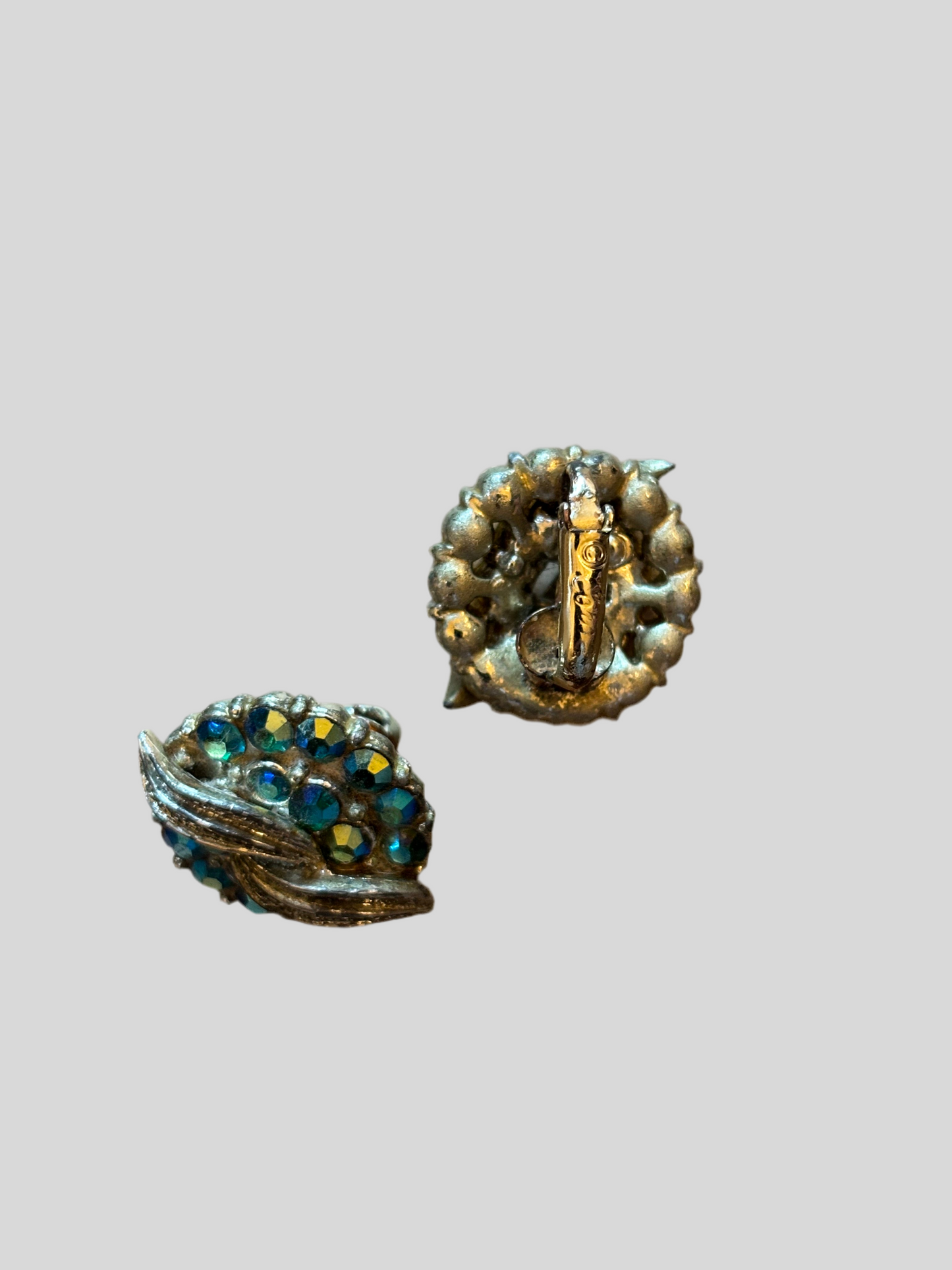 Orecchini vintage Coro strass azzurri