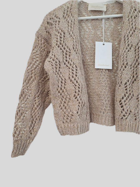 Chiara Bertani beige lurex cardigan