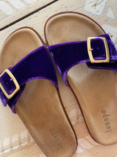 Lanapo purple velvet sandals