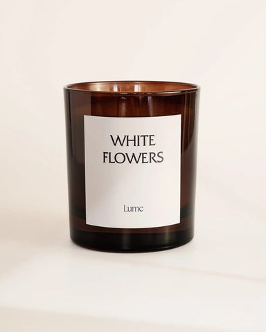 Lume White flowers big candle