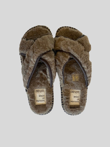 SPECIAL PRICE * Naguisa taupe fur slippers