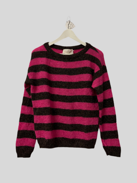 Chiara Bertani brown and fuchsia striped sweater