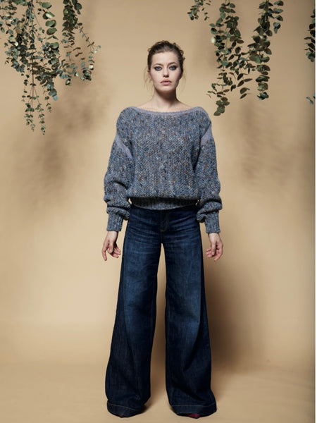 Chiara Bertani melange blue sweater