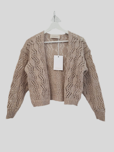 Chiara Bertani beige lurex cardigan