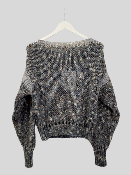 Chiara Bertani melange blue sweater