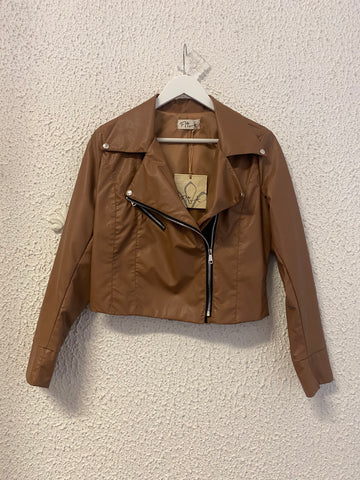 Flirt tobacco faux leather jacket