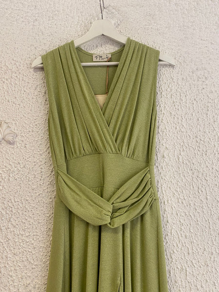 Flirt light green lurex long dress