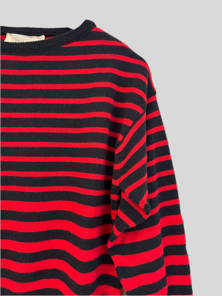 Chiara Bertani blue-red striped sweater