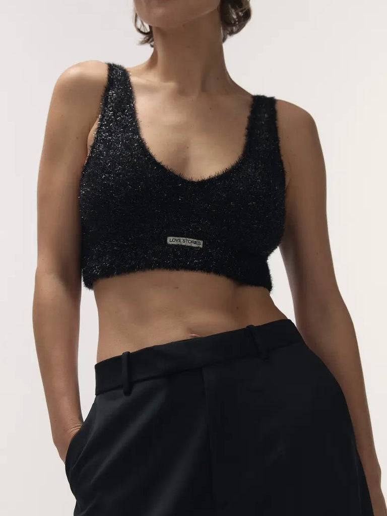 Love Stories Josey Long Black Glitter bralette