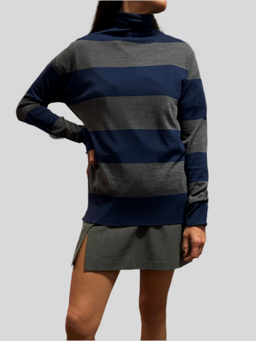 Phisique Du Role maxi stripe sweater grey blue