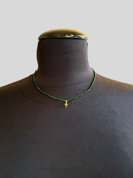 Emmevi cross dark green stones necklace