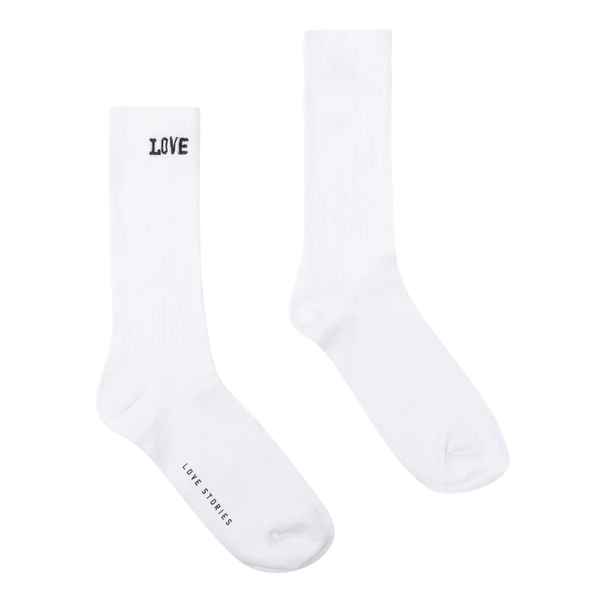 Love Stories Rib Socks Off White