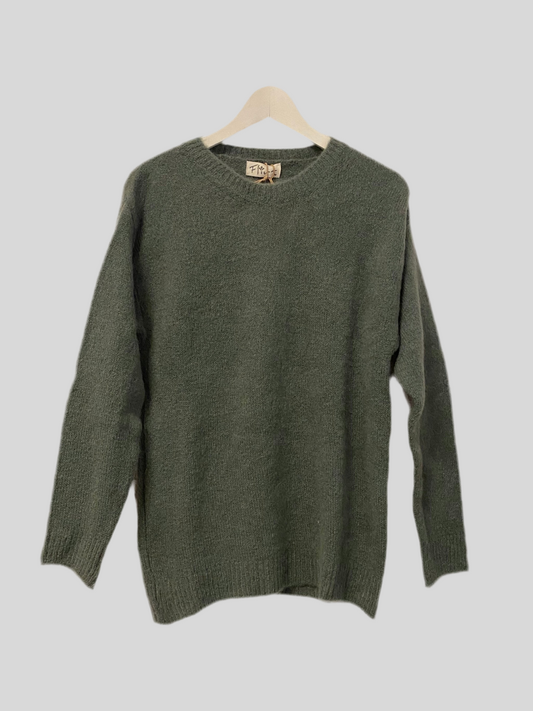 Flirt military green mohair sweater