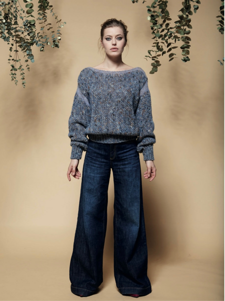 Chiara Bertani melange blue sweater