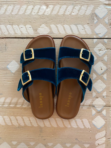 Lanapo Follonica teal velvet sandals 