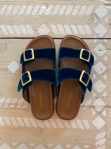 Lanapo Follonica teal velvet sandals 