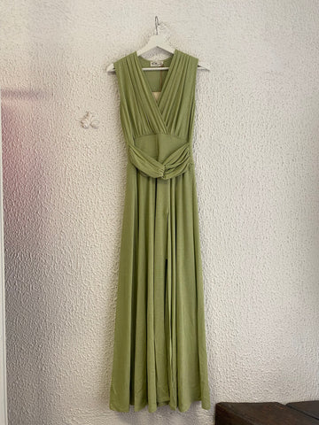 Flirt light green lurex long dress
